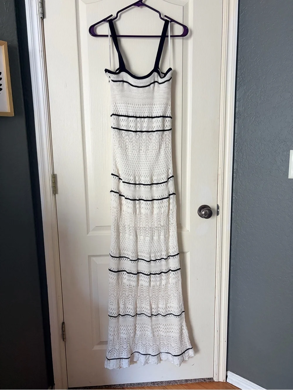 Abercrombie & Fitch Spaghetti Strap Crochet Maxi Dress, Size Medium Tall
